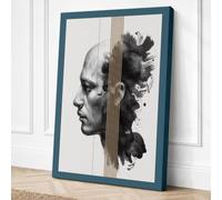 Dual Portraits Abstract Canvas Wall Art Print 30x20 Inch (76 x 51 cm)