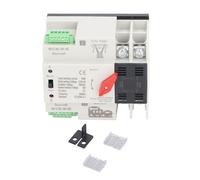 Dual Power Automatic Transfer Switch, 2P Millisecond Fast Switching Timing Controller AC220V Rail Type ATS Mains to Motor, Made of Excellent Flame Retardant PC Materials, Support