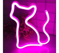 Dual Power Pink Cat LED Neon Light, USB & 3 AAA Battery Table Wall Ornament, Decor Lamp for Girls Room, Kid Birthday Wedding & Corporate Gifts