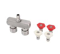 Dual Pressure Washer Nozzle Stainless Steel with 1/4 Inch Quick Connect, 2 in 1 Adjustable Spray Tip for High Pressure Cleaner, Twin Head Jet Nozzle for Car Wash, Driveway & Patio