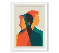 Dual Profiles in Contrast Modern Framed Wall Art Print A2 (59.4×42cm) White, Wall Decor for Living Room, Bedroom, Office & Home, Ready to Hang, Art Gift