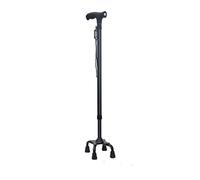 Dual Purpose Crutches for The Elderly, Non-Slip Cane, Four-Legged, Lighted Telescopic Lightweight, Four-cornered(Black)