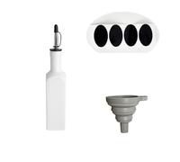 Dual Purpose Leak Proof Oil Bottle Container, Large Capacity Ceramic Olive Oil Dispenser Bottle Kitchen Accessories(White-Rectangle)