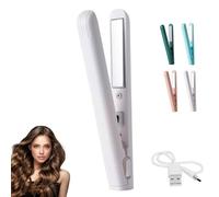 Dual Purpose Mini Curling Iron, 2 in 1 Hair Curler and Flat Iron, 10s Fast Heating Curling Tongs for Short Hair, Cool Touch Tip, Barrel Clamp, Portable Mini Tongs Travel Size (White)