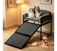 Dual-Purpose Ottoman Dog Stairs for High Beds, Folding Split Pet Ramp & Couch Steps for Small Medium Dogs, Non-Slip Stable Ladder for Indoor Outdoor Use