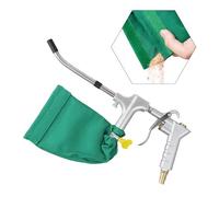 Dual-Purpose Pneumatic Dust Blower and Vacuum Cleaner with Detachable Dust Bag, 9mm Nozzle, for Air Compressor, Silver and Green