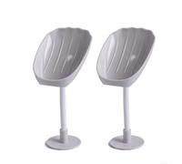 Dual Purpose Soap Box with Slanted for Water Flow Down Compatible with Bar Soap Sponge Dish Brush Installation Without Tools (grey)