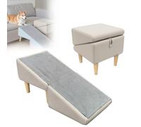 Dual-Purpose Split Ottoman Dog Ramp,Folding Pet Ramps Stairs for Couch,Non-Slip Pet Ramps Stairs for Small and Large Dogs,Suitable for Bed and Sofa,Beige