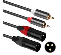 Dual RCA to XLR Cable 1.5m, XLR to Mini Jack Cable, Male to Male Aux to Dual XLR Breakout Stereo Cable, 3 Pin 2 XLR Male to 2 RCA Plug Stereo Adapter Cable for Audio System TV Box CD Player Speaker