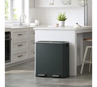Dual Recycling Bin with Pedal Multi Compartments Trash Can SONGMICS Charcoal One Size
