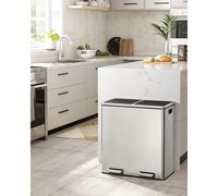 Dual Recycling Bin with Pedal Multi Compartments Trash Can SONGMICS Silver One Size