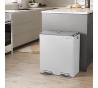 Dual Recycling Bin with Pedal Multi Compartments Trash Can SONGMICS White One Size