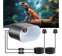 Dual Reptile Heat Lamp Holder with Adjustable Temperature & Independent Switch, 50-300W Reptile UVB UVA Basking Lamp Fixture for Tortoise, Bearded Dragon, Snakes, Lizards & More (No Bulbs Included)