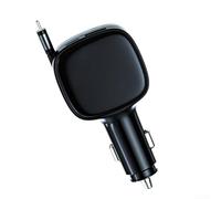 Dual Retractable Cable Car Charger 84W Fast Charging for Phone and MP3 Player Compatible with 12V 24V Cars
