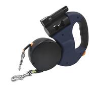 Dual Retractable Dog Lead for 2 Dogs 3m Extendable Non-Tangle Walking Lead with Independent Brake Lock, Soft Rubber Handle, ABS Nylon Strap (Blue)