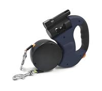 Dual Retractable Dog Leash 9.84ft Pet Leash with LED Light & Dispenser (Blue)