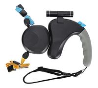 Dual Retractable Dog Leash, Double Dog Lead for Walking 2 Dogs No Tangle, Heavy Duty Double Headed 9.8ft Extendable Reflective Dog Leash with Flashlight for Small & Medium Dogs, 360° Tangle-Free