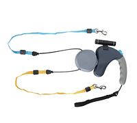 Dual Retractable Dog Leash, Double Dog Lead for Walking 2 Dogs No Heavy Duty Double Headed 9.8ft Extendable Reflective Dog Leash with Flashlight for Small & Medium Dogs, 360° Free grey