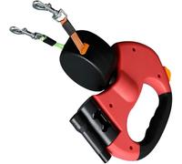 Dual Retractable Dog Leash for Small Dogs- Walking Belt for Running Hiking Training with 360 Tangle-Free,Double Leash with Reflective Nylon Ribbon for Pomeranian,Teddy (Red)