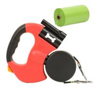 Dual Retractable Leash for dog, Double Traction Rope with Non-Tangling Design, Wear-Resistant Retractable Lead - Portable Cord for Night Walking, Hiking & Travel (Red)