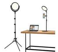 Dual Ring Light for Online Teaching & Video Conferencing - Desktop & Adjustable Tripod Stand, Light for Video Recording, Eye-Friendly Lighting with Dimmable Brightness & 3 Color Modes