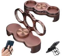 Dual-Ring Three-Finger Back Clip Holder, 360° Rotatable & Foldable Phone Grip Holder, Magnetic Cell Phone Grip Stand Kickstand, Multipurpose Back Clip for Car, Desk, Office, Gym, Kitchen (Gold)