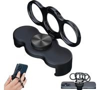 Dual-Ring Three-Finger Back Clip Holder, 360° Rotation Magnetic Foldable Ring Phone Holder Clip, Ultra-Strong Grip, for All Phone (Black)
