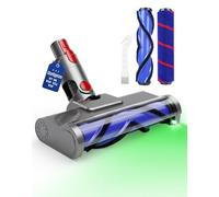 Dual Roller Brush Head for Dyson V7 V8 V10 V11 V15, Quick-Release Vacuum Head with LED Light Replacement Motorhead Cleaner for Hardwood Floor & Short-Pile Carpet
