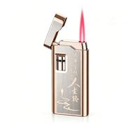 Dual-Roller Flip-Top Metal Lighter Windproof, Soft Flame Two-Tone Mirror-Finish Plating Durable, Wear-Resistant Zinc Alloy Construction Refillable and Flame-Adjustable An Exquisite Choice(Metallic)