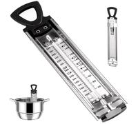 Dual Scale Candy Thermometer Stainless Steel, Cooking Thermometer with 6 Temperature Zones, Pot Clip & Hanging Ring for Jams Baking