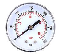 Dual Scale Pressure Gauge, 50mm Dial Display, 1/8 BSPT Back Connection, Brass Construction, 0-300 PSI/0-20 Bar Range, for Water, Oil, Air, Gas