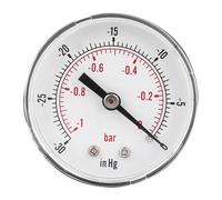 Dual Scale Vacuum Pressure Gauge, 50mm Dial Display, 1/8 BSPT Back Connection -1-0bar -30-0inhg Gauge Meter for Air Water Oil Gas Measurement