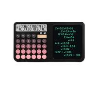 Dual Screen 12-Digit Desktop Calculator with Liquid Crystal Writing Tablet - Solar & Battery Powered Math Tool with Large Display for Office, Business & Study (Black)