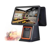Dual Screen Touch Screen Cash Register,15.6" Smart Cash Register with Built-in Thermal Printer, Customer Display for Small Business Restaurants Retail Black