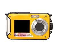 Dual Screens Waterproof Digital Camera, Full HD 2.7K 48MP 10ft 16X Digital Zoom Waterproof Dual Front and Rear Screen Digital Camera for Teenagers/Beginners. (Yellow)