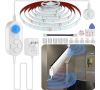 Dual Sensor Stair Lights Indoor: Plug-in Motion Activated LED Step Light Strip with Double Motion Sensors, Dimmer, and Timer for Stairways, Bedrooms, Corridors - Cold White 6000K, 16.4FT, 150 LEDs