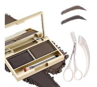 Dual-Shade Eyebrow Powder Palette With Mirror & Brush - Professional Brow Defining Kit With Spoolie Applicator, Grooming Scissors And Shaper For Natural-Looking Dark Brown & Tan Brows