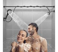 Dual Shower Head for Couples: High Pressure Double Shower Heads for Two People - Adjustable Two Showerhead System with 3 Flow Settings Fits 2 Person (Black)