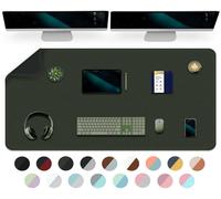 Dual-Sided Desk Mat Office Desk Pad, Waterproof Desk Pad Table Protector, Large Mouse Pad for Keyboard and Mouse, Laptop Desk Writing Mat for Office/Home/Decor-120x60 Dark Green+Black