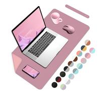 Dual-Sided Desk Pad, Waterproof PU Leather Desk Blotter, Large Mouse Mats for Office/Home - Purple+Pink, 60 x 35 cm