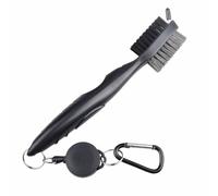 Dual Sided Golf Club Cleaning Brush,Cleaning Tool with Retractable Zipper And Aluminum Buckle, Double-Sided Brushed Wire And PP Bristles, Portable Design, Easy To Connect To Golf Bag,A