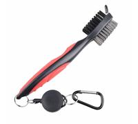 Dual Sided Golf Club Cleaning Brush,Cleaning Tool with Retractable Zipper And Aluminum Buckle, Double-Sided Brushed Wire And PP Bristles, Portable Design, Easy To Connect To Golf Bag,C