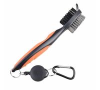 Dual Sided Golf Club Cleaning Brush,Cleaning Tool with Retractable Zipper And Aluminum Buckle, Double-Sided Brushed Wire And PP Bristles, Portable Design, Easy To Connect To Golf Bag,D