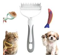 Dual-Sided Pet Grooming Rake, Deshedding Dog Brush & Cat Dematting Comb, Undercoat Rake for Dogs Shedding, Alternative Grooming Tool, Reduce Flying Hair (Gray, Large (17 Teeth))