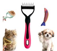 Dual-Sided Pet Grooming Rake, Deshedding Dog Brush & Cat Dematting Comb, Undercoat Rake for Dogs Shedding, Alternative Grooming Tool, Reduce Flying Hair (Rose Red, Small (11 Teeth))