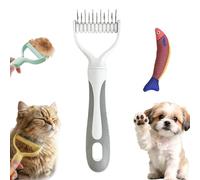 Dual-Sided Pet Grooming Rake, Deshedding Dog Brush & Cat Dematting Comb, Undercoat Rake for Dogs Shedding, Alternative Grooming Tool, Reduce Flying Hair (Gray, Small (11 Teeth))