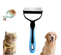 Dual-Sided Pet Grooming Rake, Skin-Safe Teeth Double-Sided Pet grooming brush deshedding, Durable Professional Deshedding Tool for Dogs and Cats with Ergonomic Non-slip Handle (blue-large)