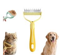 Dual-Sided Pet Grooming Rake, Skin-Safe Teeth Double-Sided Pet grooming brush deshedding, Durable Professional Deshedding Tool for Dogs and Cats with Ergonomic Non-slip Handle (yellow-large)