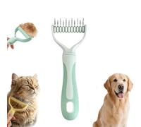 Dual-Sided Pet Grooming Rake, Skin-Safe Teeth Double-Sided Pet grooming brush deshedding, Durable Professional Deshedding Tool for Dogs and Cats with Ergonomic Non-slip Handle (green-small)