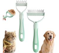 Dual-Sided Pet Grooming Rake, Skin-Safe Teeth Double-Sided Pet grooming brush deshedding, Durable Professional Deshedding Tool for Dogs and Cats with Ergonomic Non-slip Handle (green-small+large)